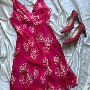Ann Taylor Vibrant Pink Floral Mini Dress